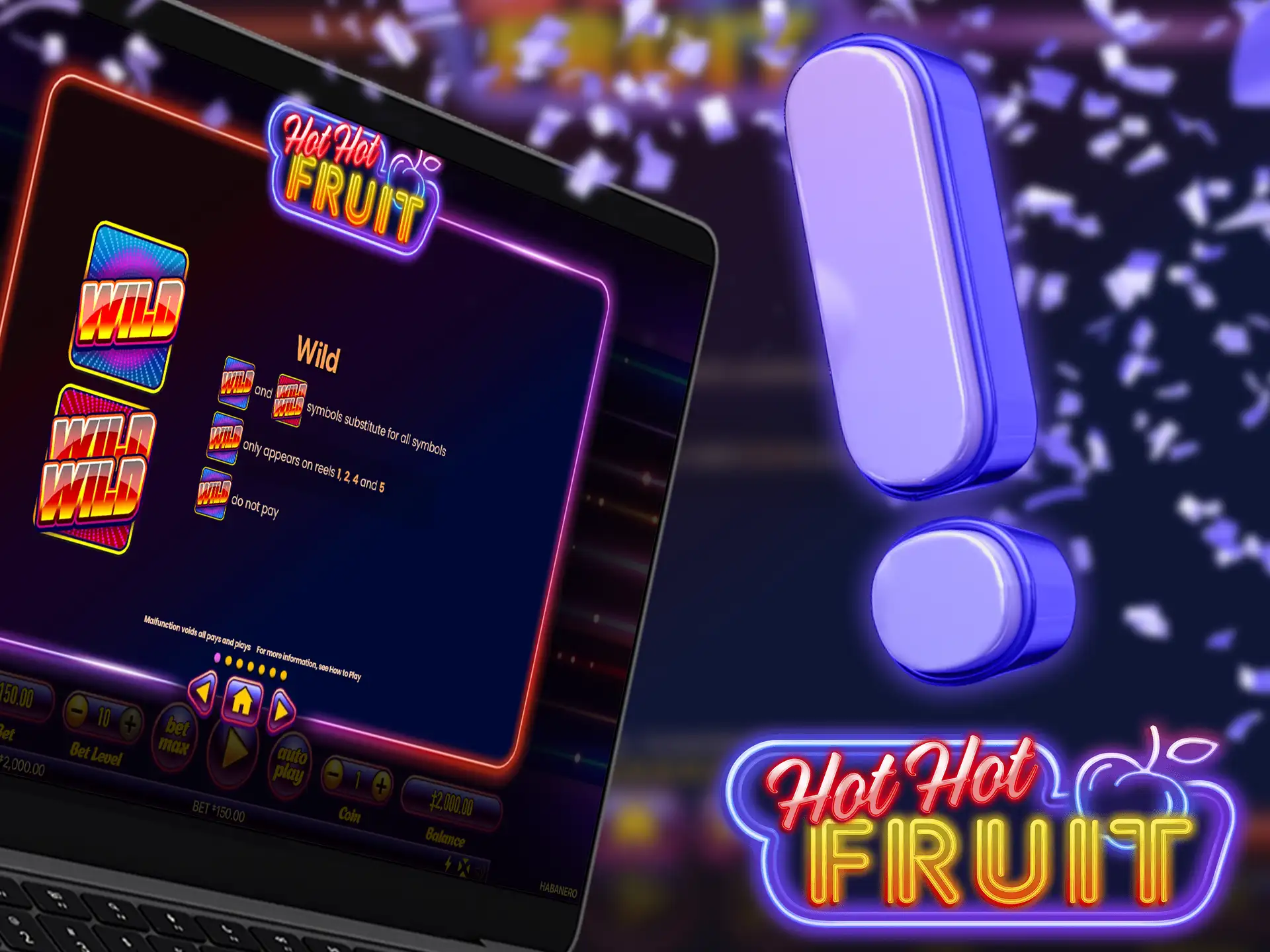 Pay attention and keep track of the Wild and Double Wild symbols in the Hot Hot Fruit game.