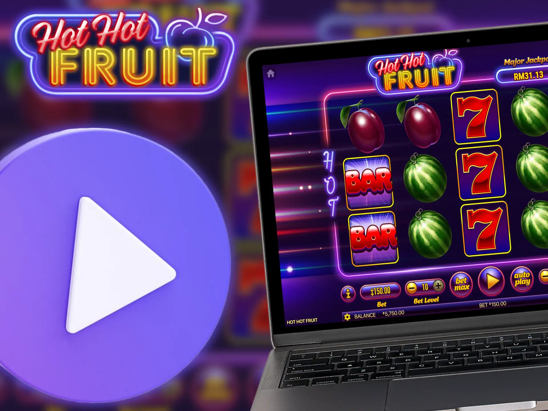 First steps to start playing Hot Hot Fruit game.