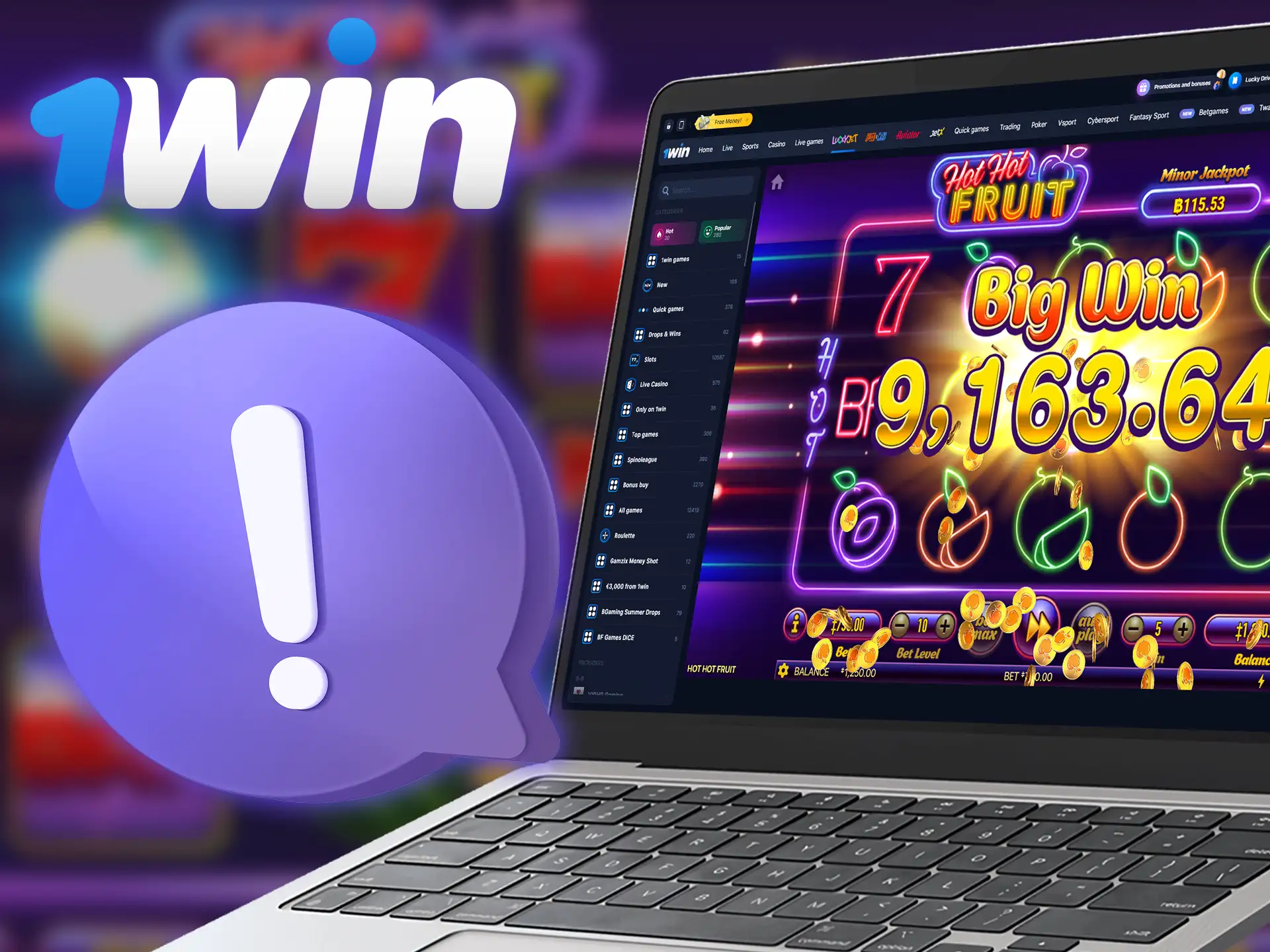 Experience the thrill of Hot Hot Fruit with big win potential on the reliable 1Win platform.