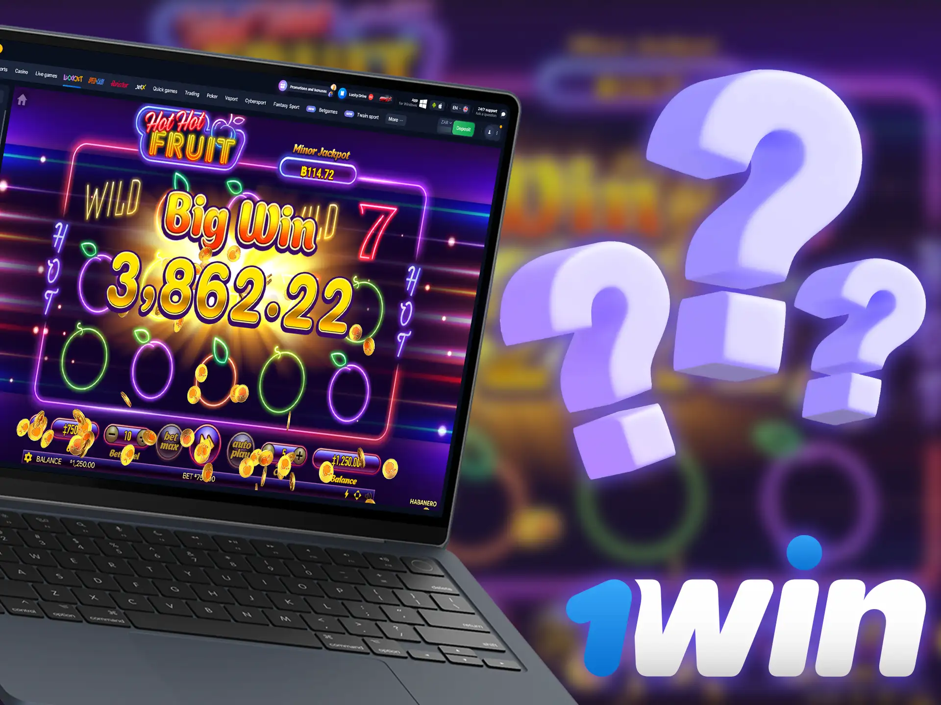 Learn how to start playing Hot Hot Fruit on 1Win.