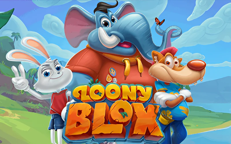 Loony Blox by Habanero features three animal characters on a desert adventure to win bonus spins.